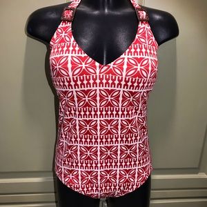 Lands End Swimsuit Red and White Slimming!size 6